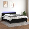 vidaXL Cama box spring c/ colch&atilde;o e LED 180x200 cm tecido preto