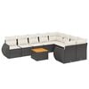 vidaXL 10 pcs conjunto sof&aacute;s de jardim c/ almofad&otilde;es vime PE preto