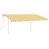 vidaXL Toldo retr&aacute;til manual com postes 4x3,5 m amarelo e branco