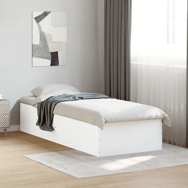 vidaXL Estrutura de cama 75x190 cm derivados de madeira branco