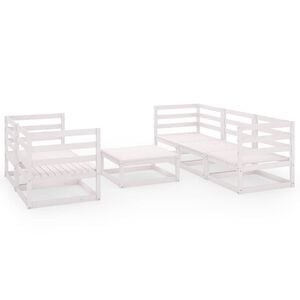 vidaXL 6 pcs conjunto lounge de jardim pinho maci&ccedil;o branco