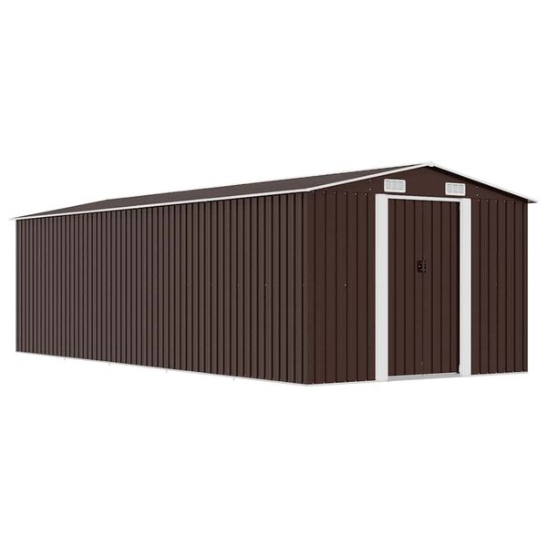 vidaXL Abrigo de jardim 257x580x181 cm metal castanho