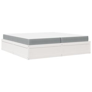 vidaXL Cama com colch&atilde;o 200x200 cm pinho maci&ccedil;o branco