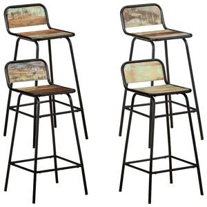 vidaXL Cadeiras de bar 4 pcs madeira recuperada maci&ccedil;a