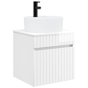 vidaXL Vanidade de Pia de Parede Branco Brilhante 49 x 44,5 x 65 cm