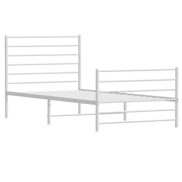 vidaXL Estrutura de cama com cabeceira e p&eacute;s 75x190 cm metal branco
