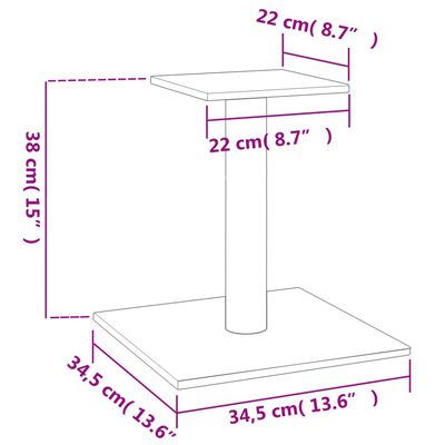 vidaXL Poste arranhador para gatos com plataforma 38 cm cinzento-claro