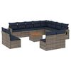 vidaXL Conjunto de sof&aacute; de jardim com 13 pe&ccedil;as e almofadas em rattan sint&eacute;tico cinza
