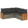 vidaXL 5 pcs conjunto sof&aacute;s de jardim c/ almofad&otilde;es vime PE cinzento