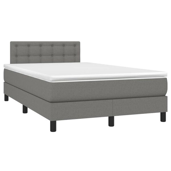 vidaXL Cama box spring c/ colch&atilde;o e LED 120x190 cm tecido cinza-escuro