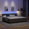 vidaXL Cama Box com colch&atilde;o com led Marrom Escuro 200 x 200 cm tecido