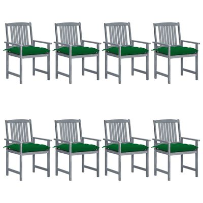 vidaXL Cadeiras de jardim c/ almofadões 8 pcs acácia maciça cinzento