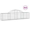 vidaXL Cestos gabi&atilde;o arqueados 15pcs 200x30x40/60 cm ferro galvanizado