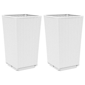 vidaXL Vasos/floreiras 2 pcs 32,5x32,5x57 cm PP branco