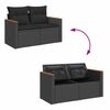 vidaXL 7 pcs conjunto de sof&aacute;s p/ jardim c/ almofad&otilde;es vime PE preto