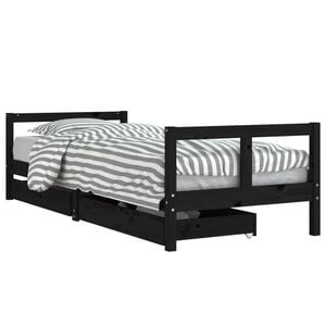 vidaXL Estrutura cama infantil c/ gavetas 80x200cm pinho maci&ccedil;o preto