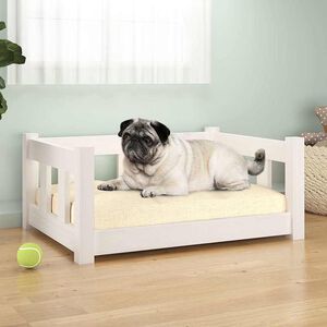 vidaXL Cama para c&atilde;es 65,5x50,5x28 cm madeira de pinho maci&ccedil;a branco