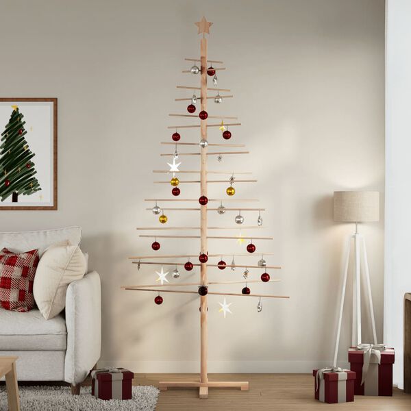vidaXL Árvore de Natal decorativa 210 cm madeira de pinho maciça