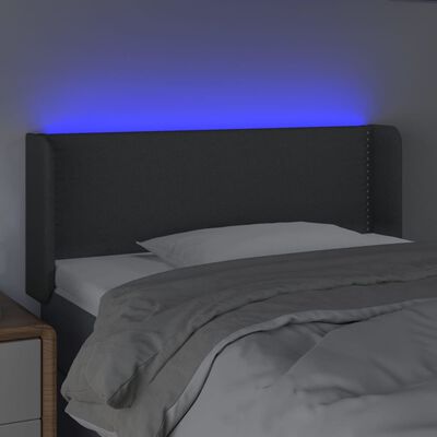 vidaXL Cabeceira cama c/ luzes LED tecido 83x16x78/88cm cinza-escuro