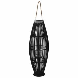 vidaXL Suporte para vela suspenso em bambu preto 95 cm