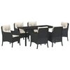 vidaXL Conjunto de Jantar para Jardim 7 unid. Preto vime PE