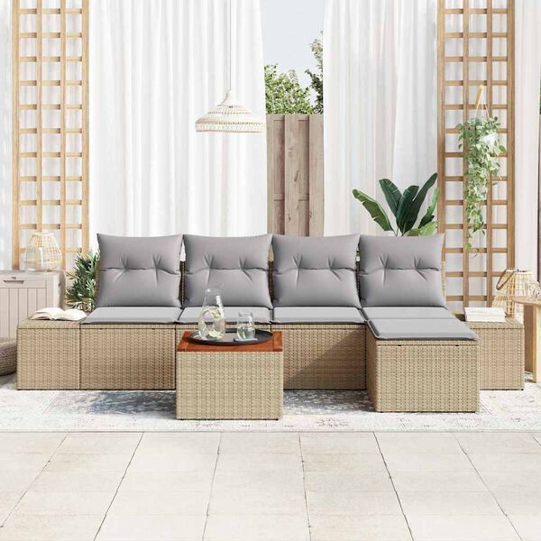vidaXL Conjunto de Sofá de Jardim 6 pcs Bege Rattan Sintético