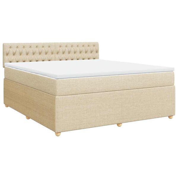 vidaXL Cama com molas/colch&atilde;o 180x200 cm tecido cor creme
