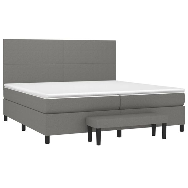 vidaXL Cama com molas/colch&atilde;o 200x200 cm tecido cinzento-escuro