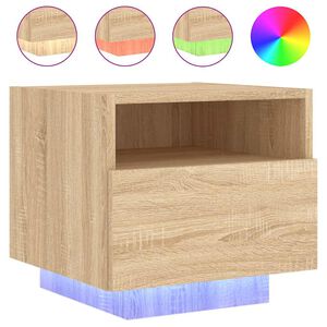 vidaXL Mesa de cabeceira com luzes LED 40x39x37 cm carvalho sonoma