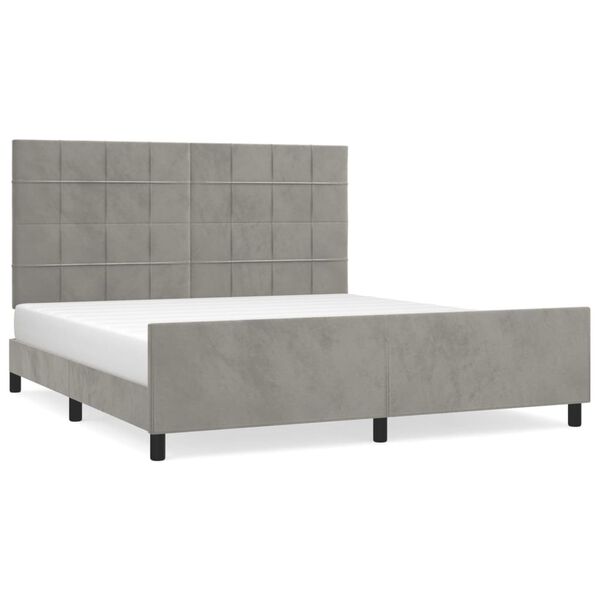 vidaXL Estrutura de cama c/ cabeceira 180x200 cm veludo cinzento-claro