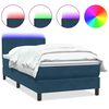 vidaXL Cama box spring c/ colch&atilde;o e LED 100x220 cm veludo azul-escuro