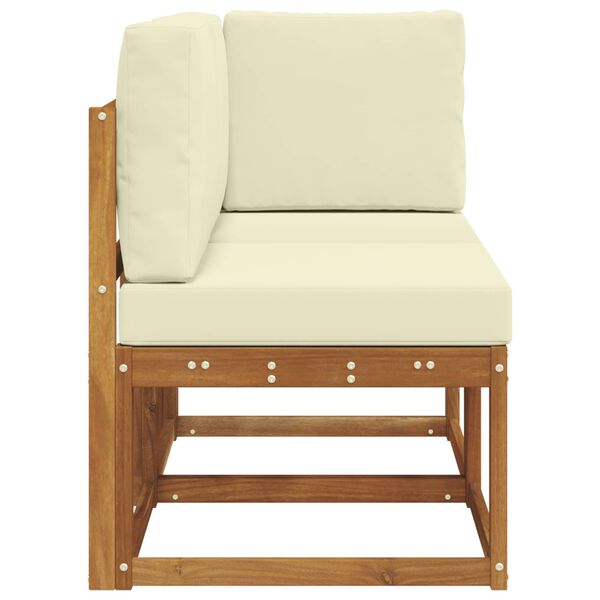 vidaXL Sof&aacute; M&eacute;dio e de Canto para Exterior 2 Pe&ccedil;a Natural e Creme