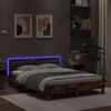 vidaXL Estrutura cama c/ cabeceira/luzes LED 140x200cm carvalho fumado