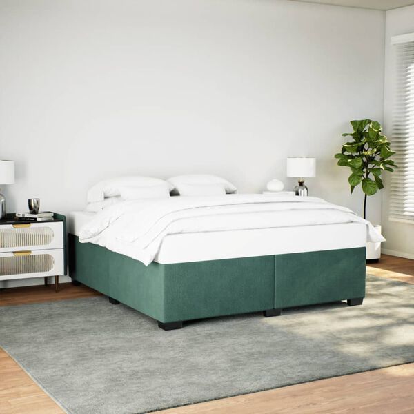 vidaXL Estrutura de cama sem colch&atilde;o 180x200 cm veludo verde-escuro