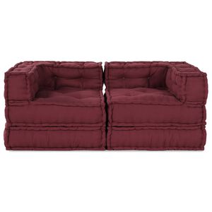vidaXL Unidade de Sof&aacute; Modular 2 unid. Tecido Maroons 140 x 70 x 56 cm