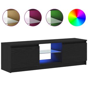 vidaXL M&oacute;vel para TV com luzes LED, carvalho preto, 120x30x36 cm, madeira engenheirada