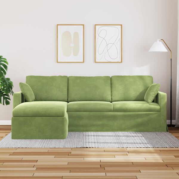 vidaXL Sof&aacute; Verde Claro 198 x 134 x 80 cm Veludo