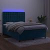 vidaXL Cama box spring c/ colch&atilde;o/LED 140x200 cm veludo azul-escuro