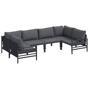 vidaXL Conjunto de Sof&aacute; de Jardim com almofada 6 pcs Preto A&ccedil;o
