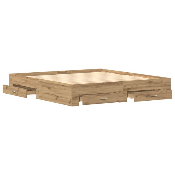 vidaXL Estrutura da Cama com gaveta Carvalho Artesanal 180 x 200 cm