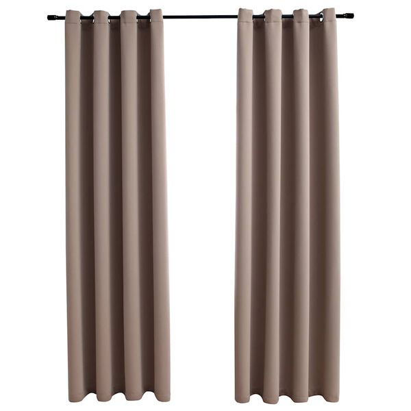 vidaXL Cortinas opacas c/ argolas 2 pcs 140x245 cm cinza-acastanhado