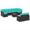 vidaXL 10 pcs conjunto de sof&aacute;s p/ jardim c/ almofad&otilde;es vime PE preto