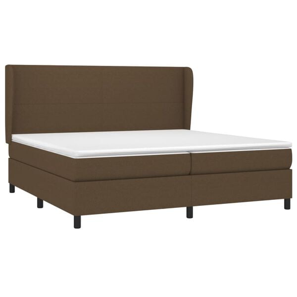 vidaXL Cama com molas/colch&atilde;o 200x200 cm tecido castanho-escuro