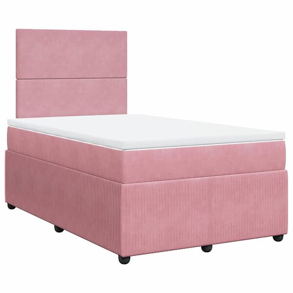 vidaXL Cama boxspring com colch&atilde;o 120x200 cm veludo rosa