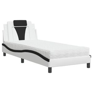 vidaXL Cama Viana com colch&atilde;o 80x200 cm couro artificial branco e preto