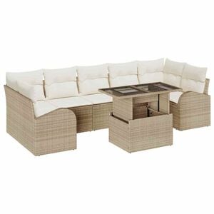vidaXL Conjunto de Sof&aacute; de Jardim 8 pcs Bege Rattan Sint&eacute;tico