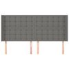 vidaXL Cabeceira cama c/ abas tecido 163x16x118/128 cm cinzento-escuro