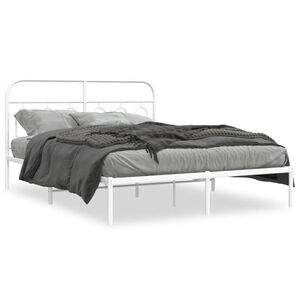 vidaXL Estrutura de cama com cabeceira 135x190 cm metal branco