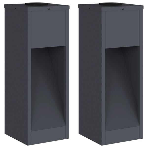 vidaXL Luz Solar LED de Caminho 2 pcs Antracite A&ccedil;o Laminado a Frio