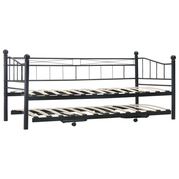vidaXL Estrutura de cama em a&ccedil;o 180x200/90x200 cm preto